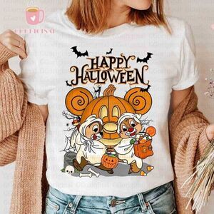 Chip N Dale Halloween Cartoon Graphic Cute Unisex T-Shirt